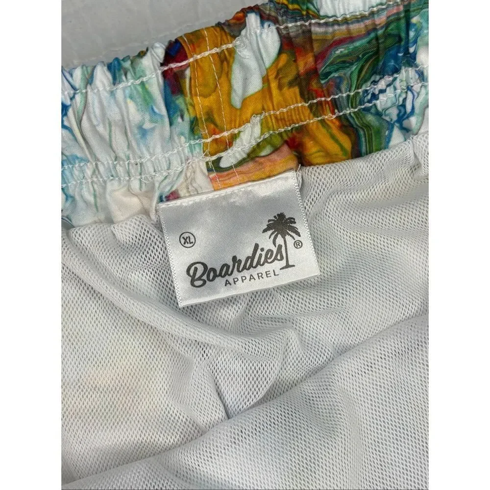 Boardies multi-colored marble patterned swim trunks with lining and pockets - X